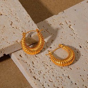18k Gold Plated Croissant Hoop Earrings